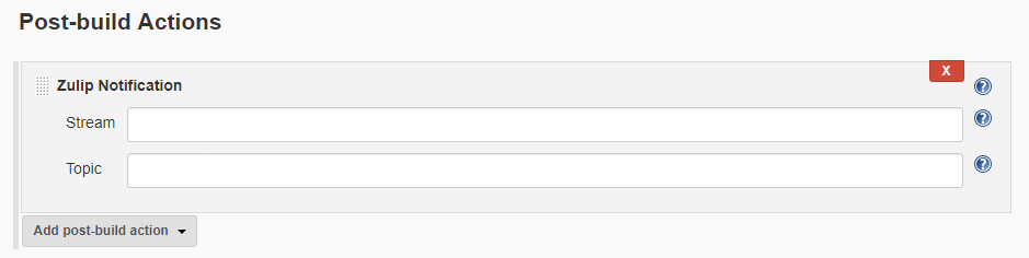 Post-build action configuration